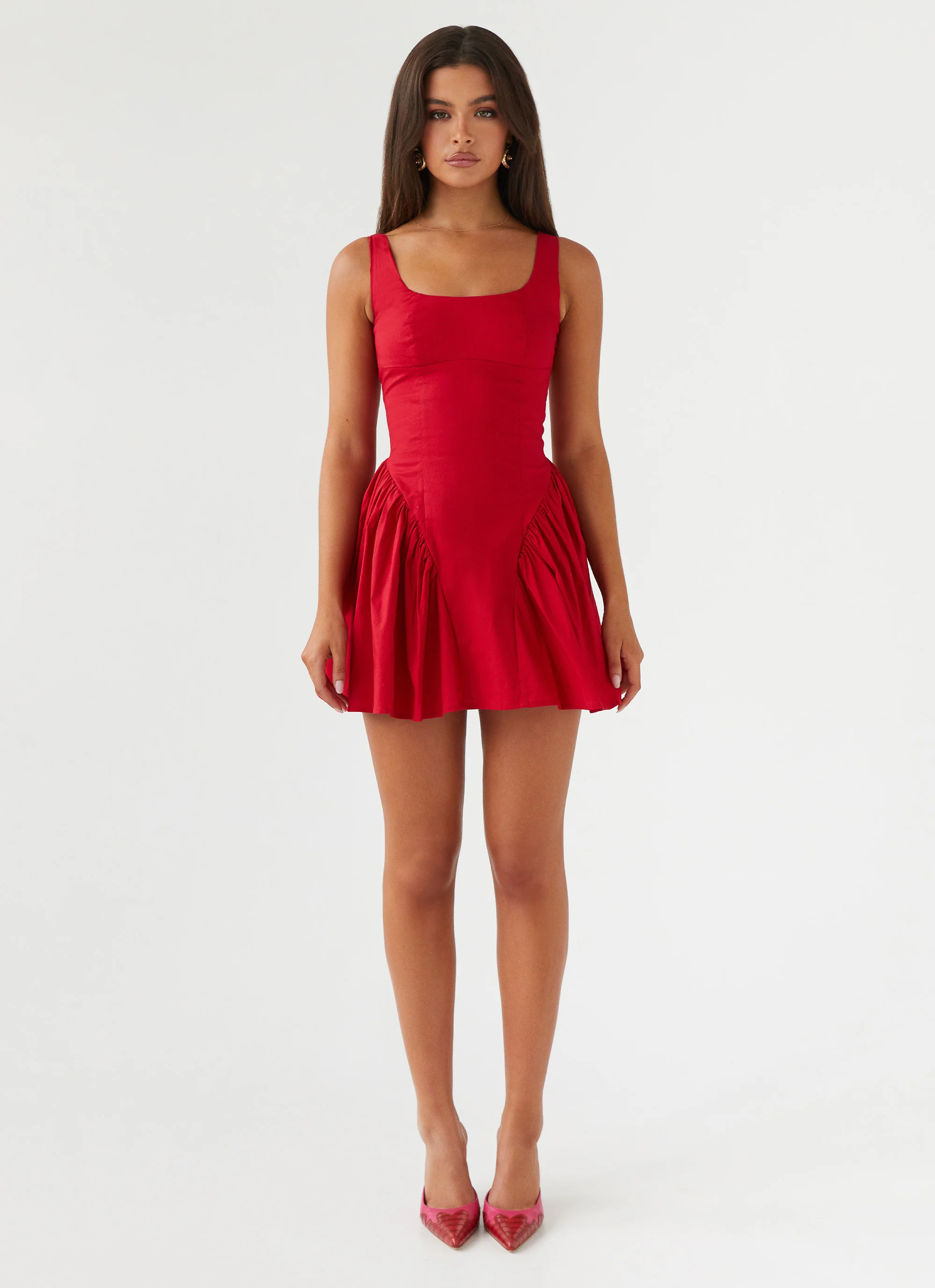 MESHKI Sassy Soiree Corset Mini Dress - Red