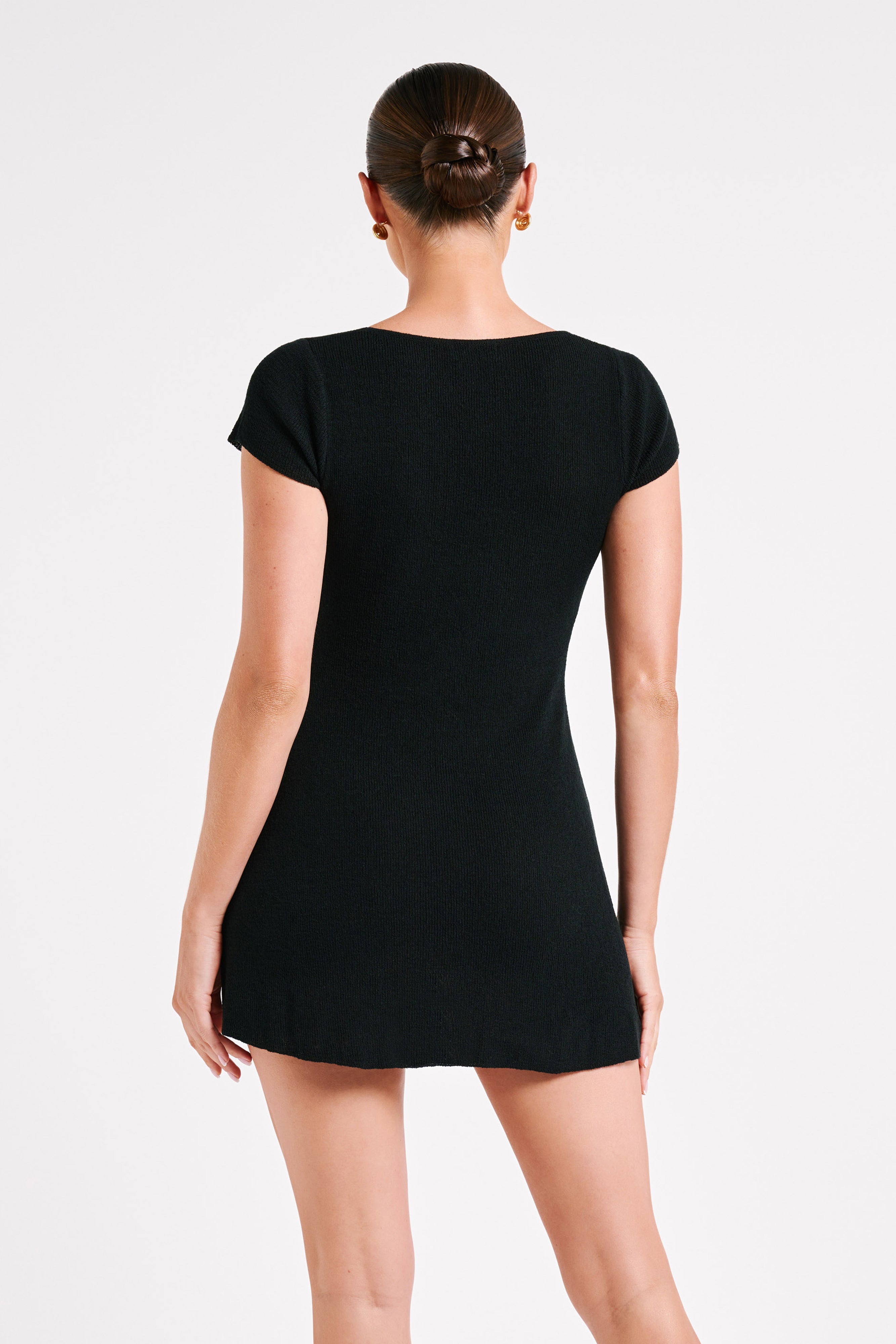 MESHKI Paula Buttoned Knit Mini Dress - Black