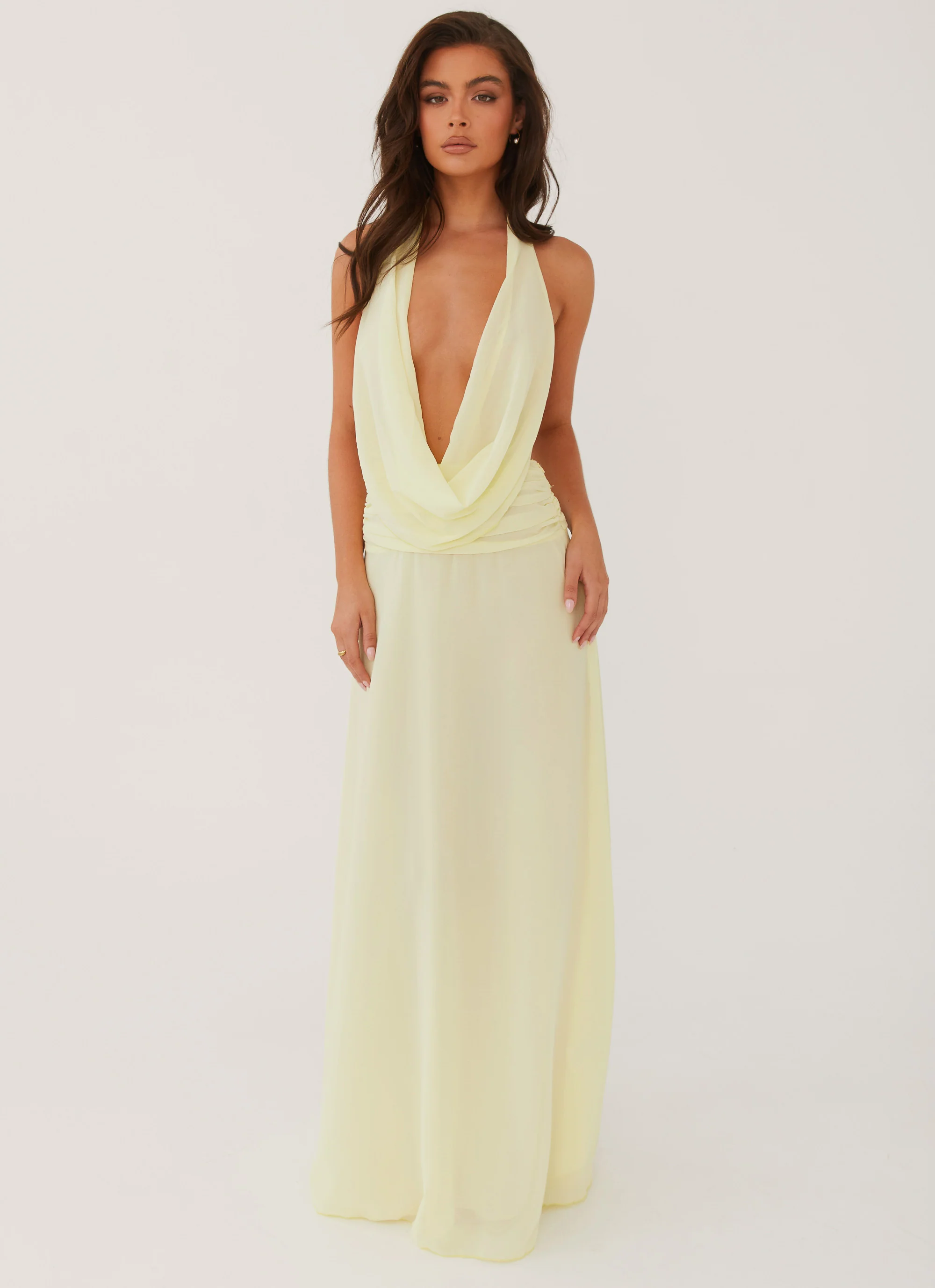 MESHKI Elysia Chiffon Maxi Dress - Lemon