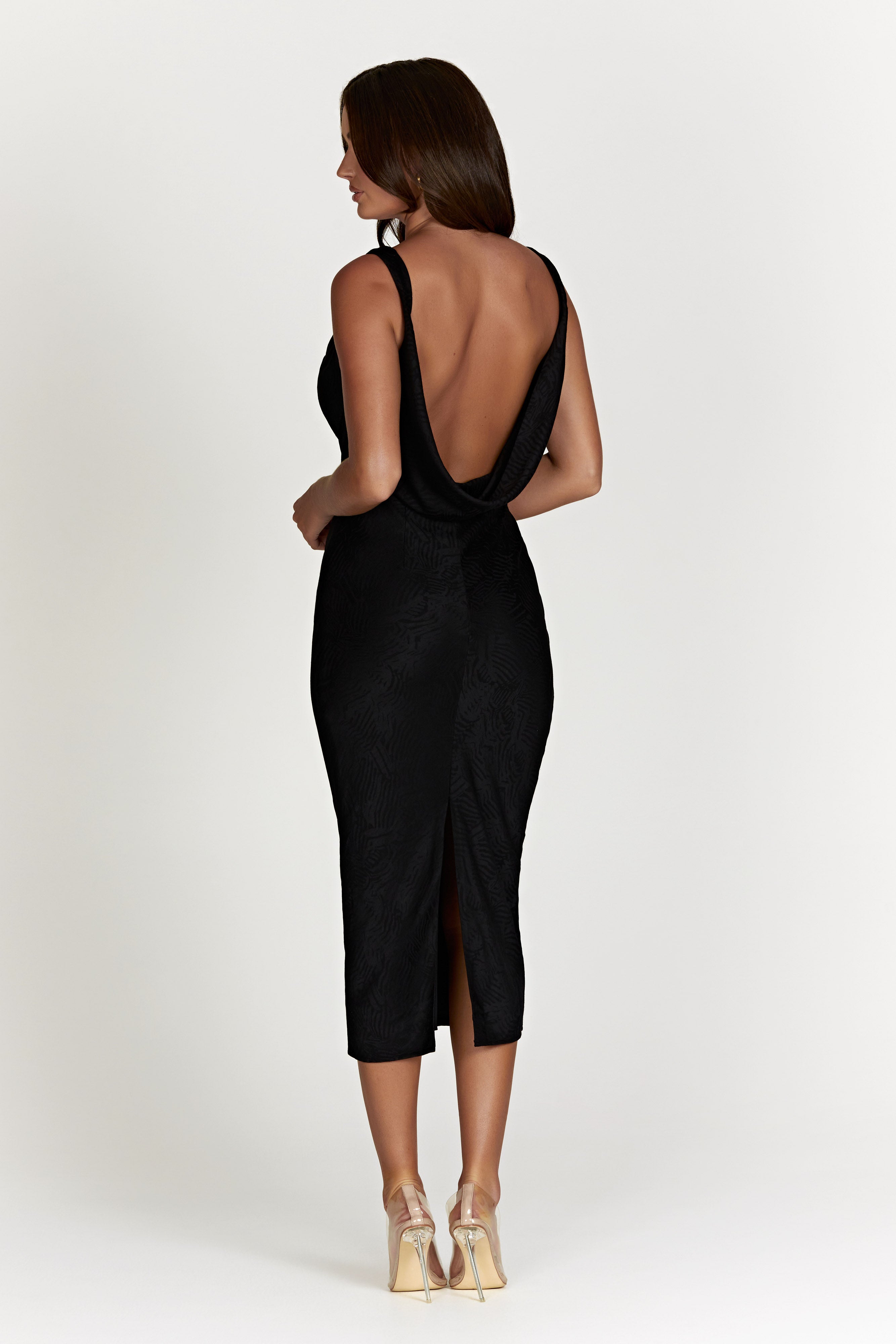 MESHKI Fallon Cowl Midi Dress - Black