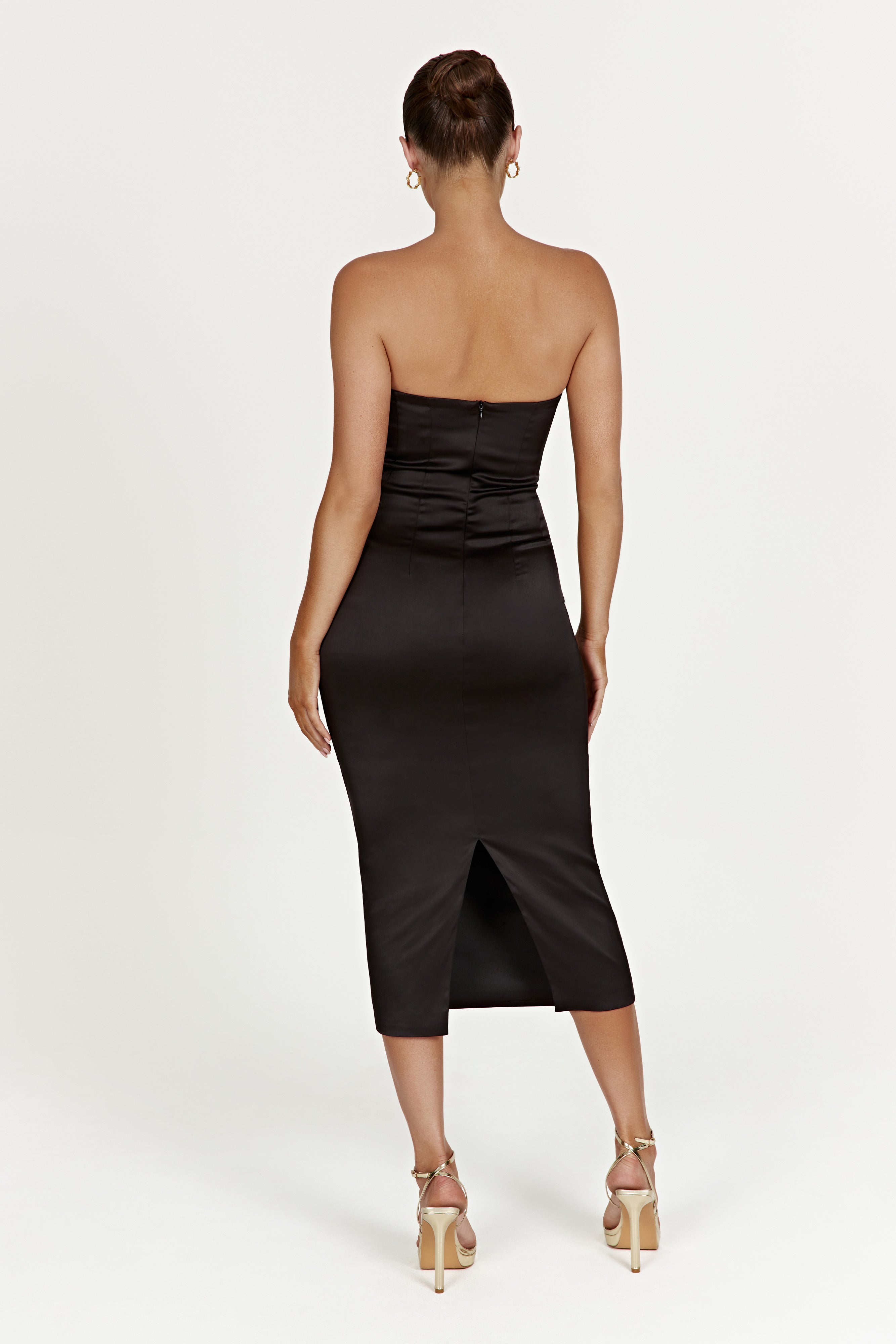 MESHKI Bryony Cupped Bodycon Midi Dress - Black