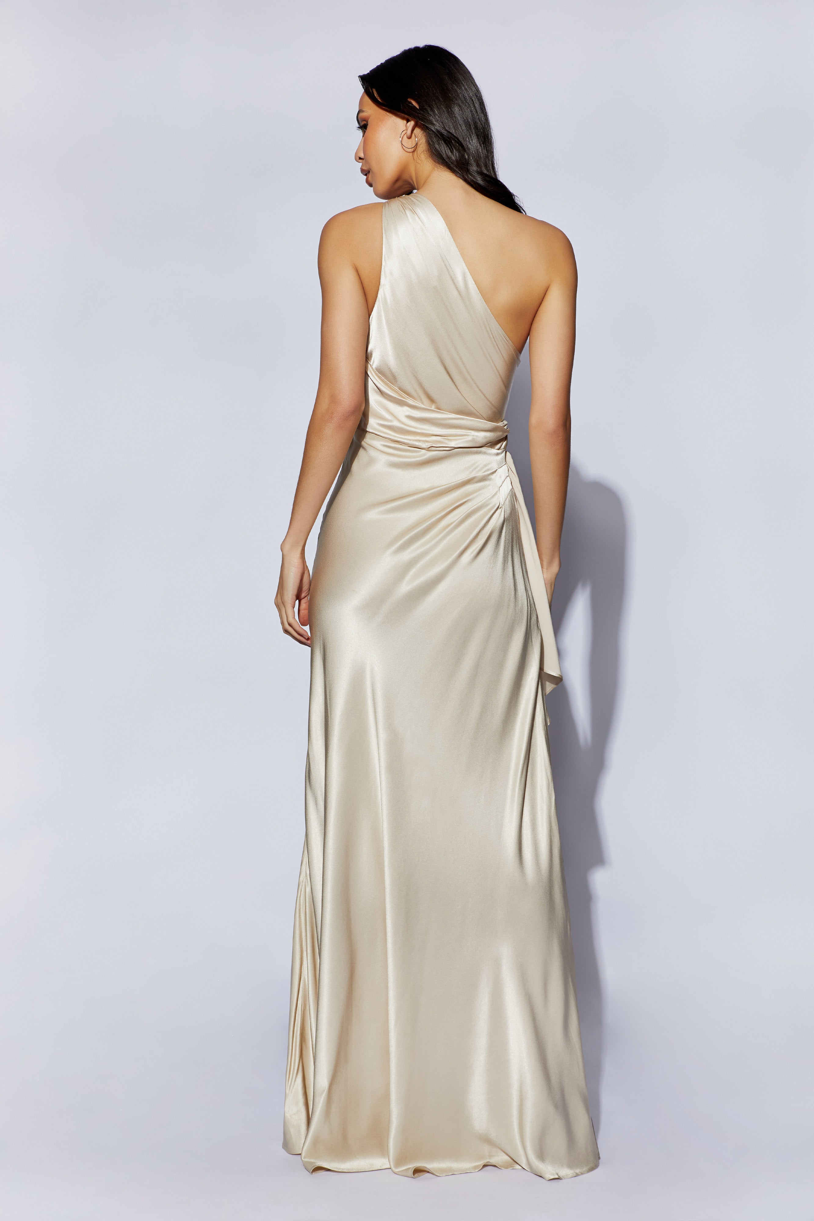MESHKI Calliope One Shoulder Maxi Dress - Champagne