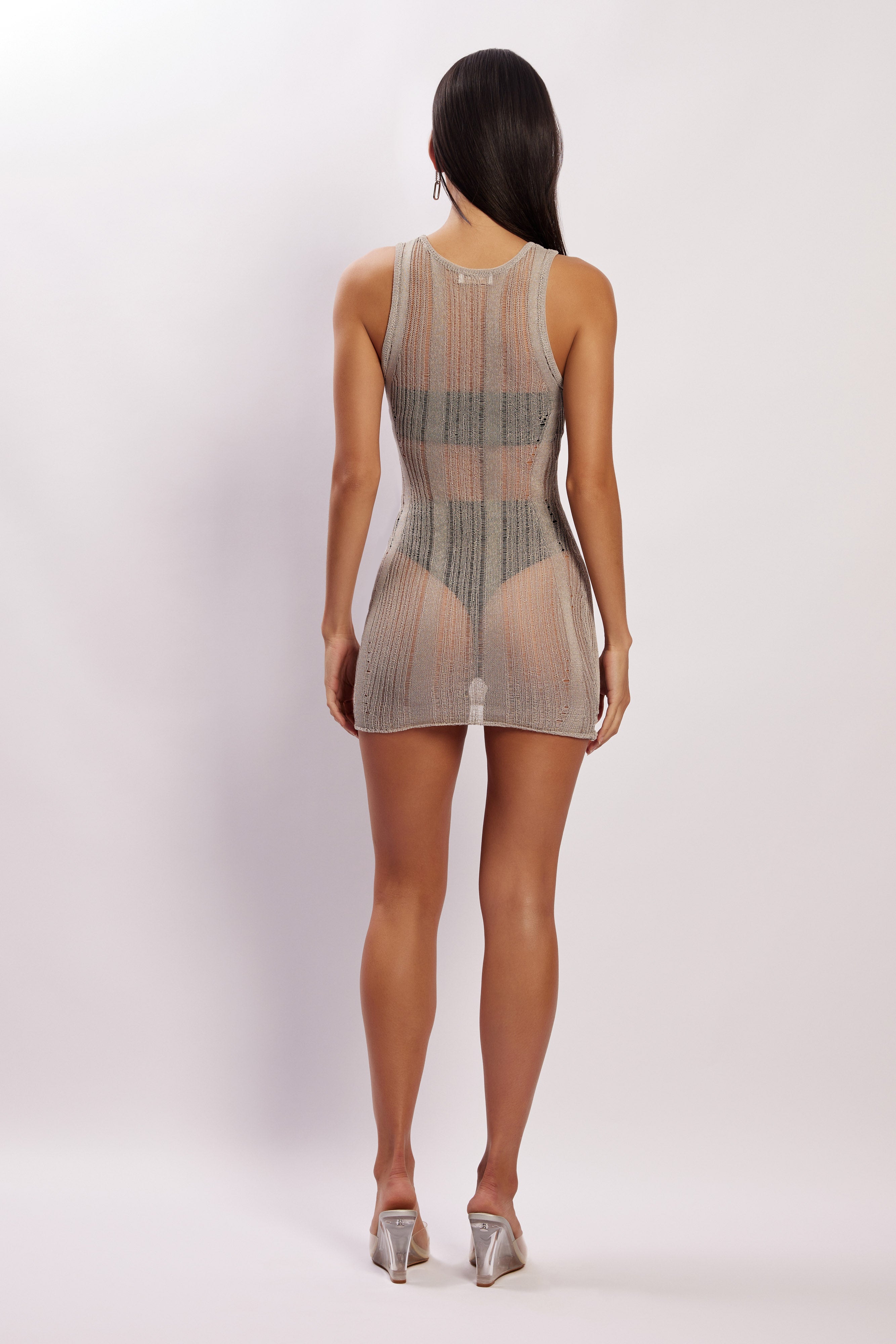 MESHKI Valencia Mini Knit Dress - Grey